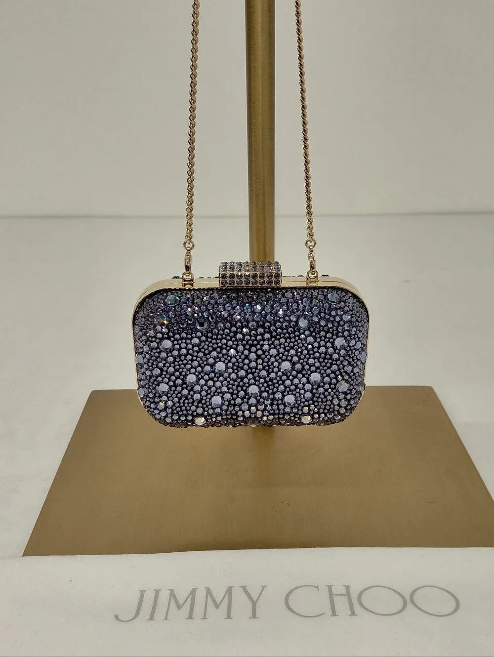 Jimmy Choo Women's Purple Crystal-Embellished Minaudière Clutch Bag